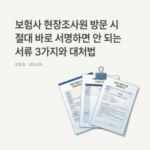 보험사 현장조사원 방문 시 절대 바로 서명하면 안 되는 서류 3가지와 대처법