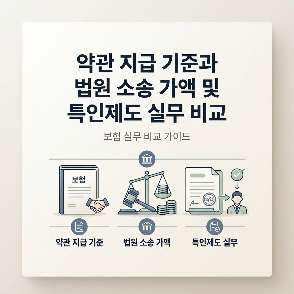약관 지급 기준과 법원 소송 가액 및 특인제도 실무 비교