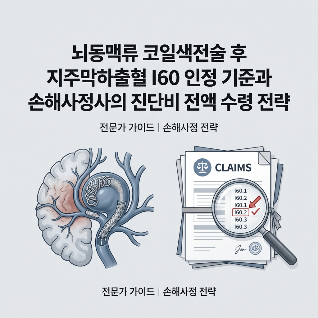 뇌동맥류 코일색전술 후 지주막하출혈 I60 인정 기준과 손해사정사의 진단비 전액 수령 전략
